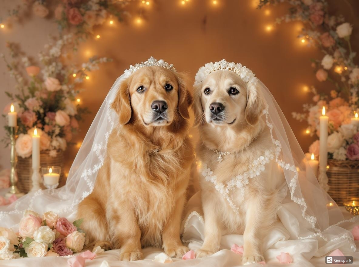 Pets in a celebration themed photoshoot